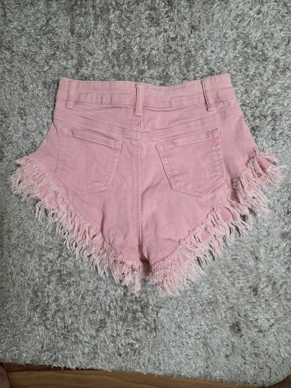 American Bazi Pink Fringed Denim Shorts - Picture 3 of 6
